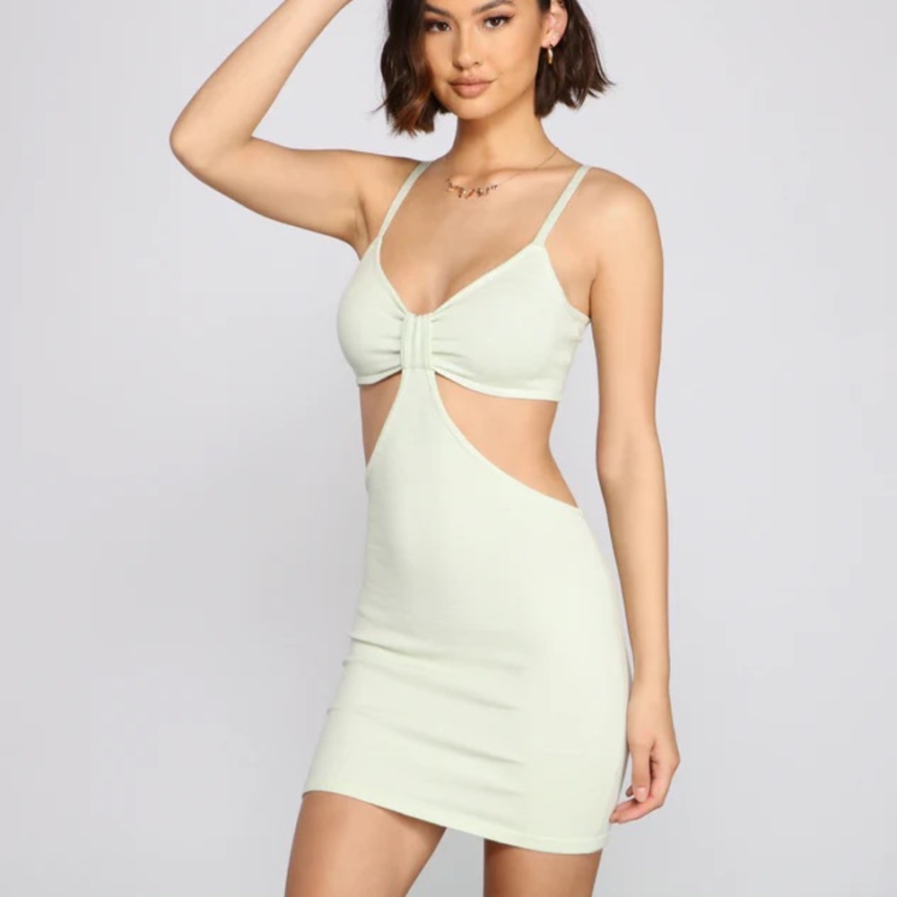 Sage green cut out dress